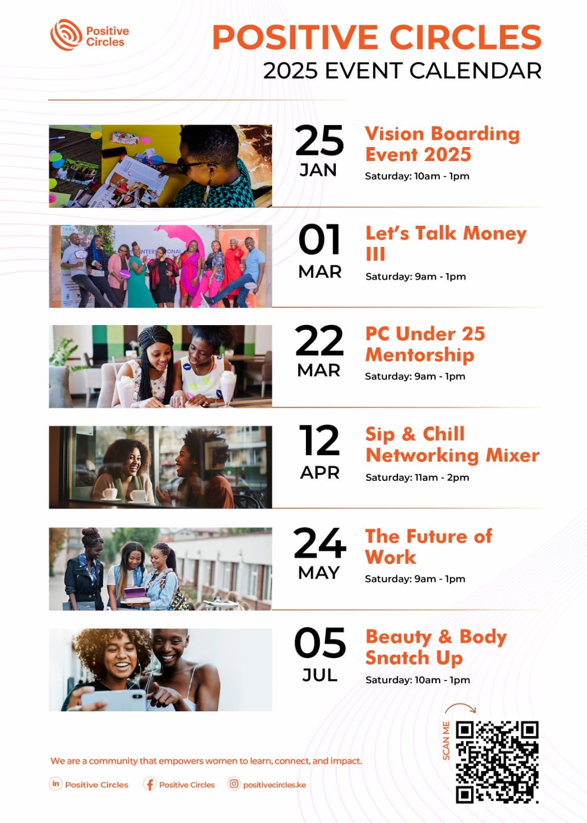 Positive Circles Event Calendar 2025